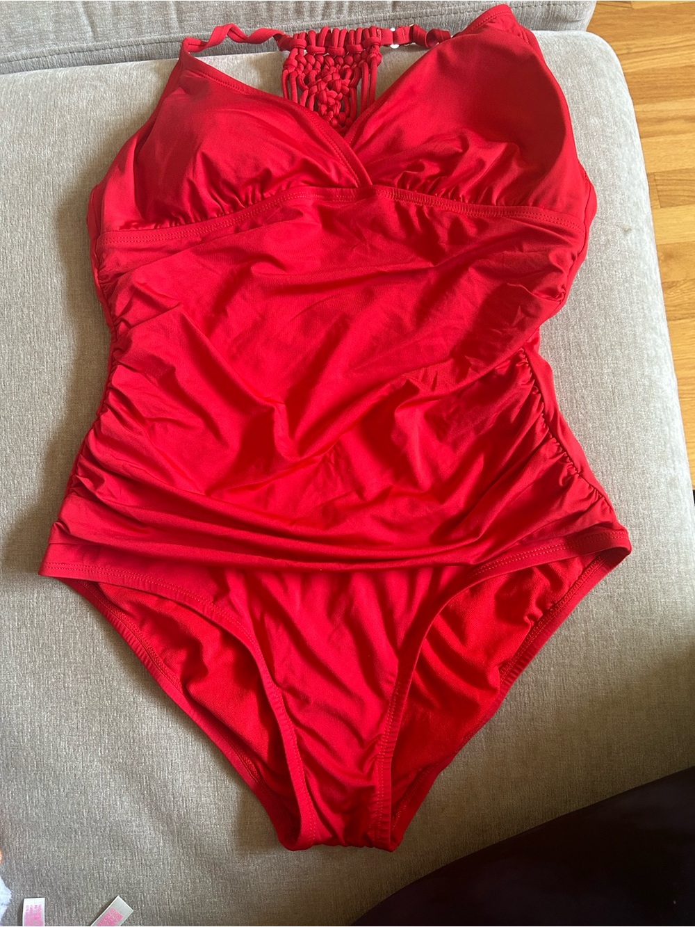 NWT Jantzen Red One-Piece Swimsuit with Macramé Back